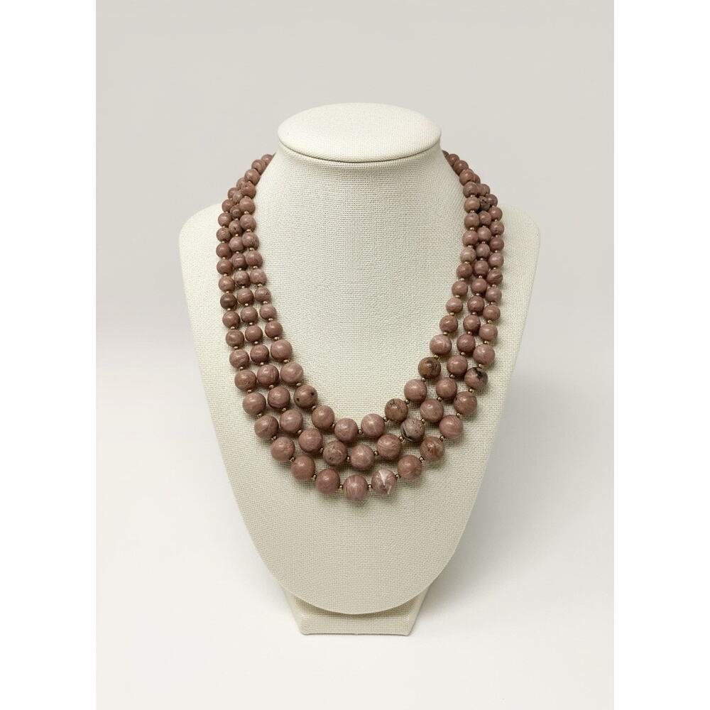 Ann Taylor LOFT 3 Strand Beaded Necklace Adjustable 17-20”